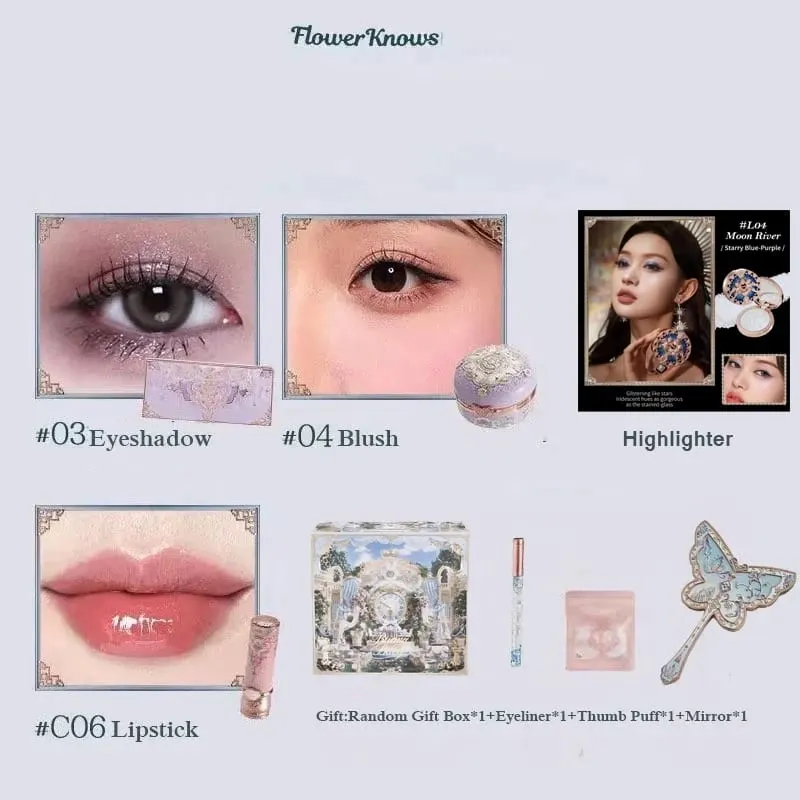 Flowerknows Butterfly Cloud Collar Collection Dárková sada Makeup Kit Blush Lipstick Paletka očních stínů All In One Box pro ženy — image 8