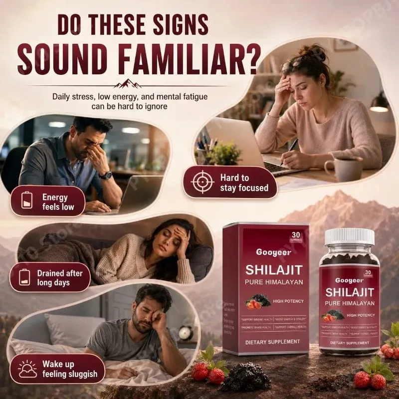 Googeer Shilajit Gummies Pure Himalayan High Potency Supports Immune Health Brain Health Daily Wellness 30 Gummies