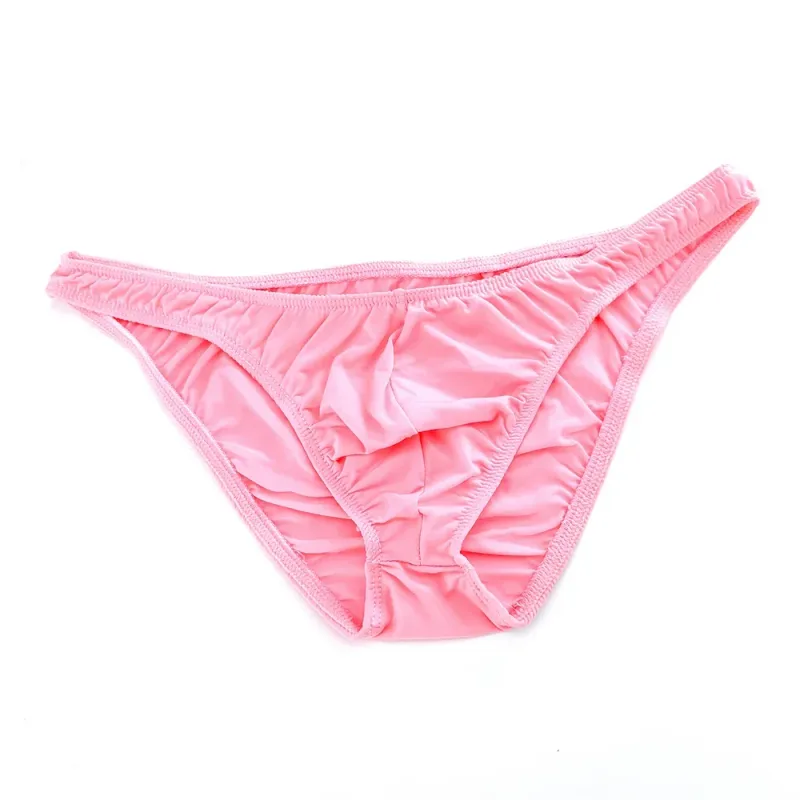Rosa Herren-Slips, Nylon-Spandex, bequeme, atmungsaktive Unterhose mit niedriger Taille, schnell trocknende Herren-Bikini-Unterwäsche aus Eisseide — image 3