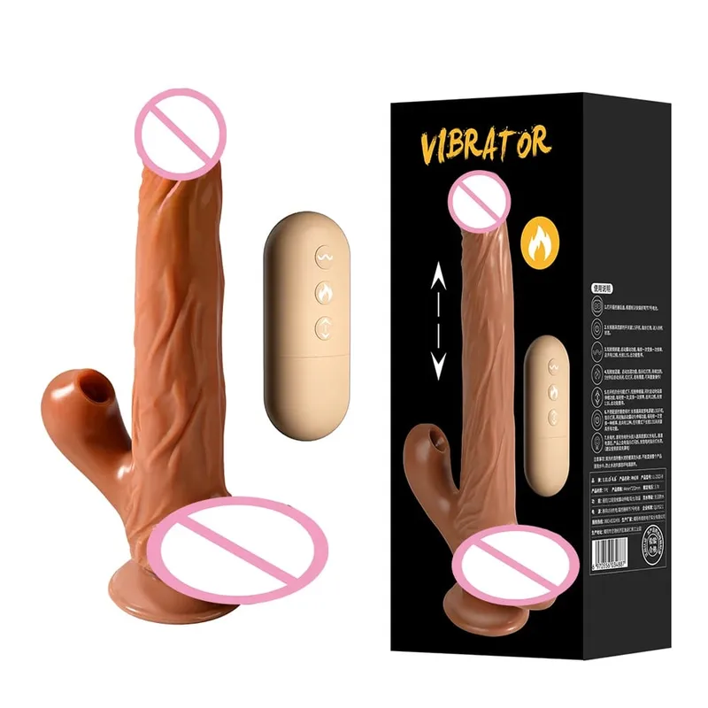 Teleskopopvarmning Realistisk Dildo Vibrator Fjernbetjening Big Penis Massager Vaginal Anal Onani 18 Voksen Sexlegetøj Kvinder — image 14