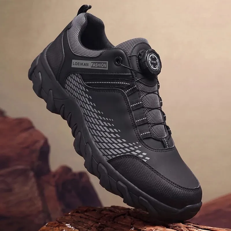 Herrenmode, lässige Turnschuhe, Drehschnallen-Design, Patchwork-Obermaterial, dicke, rutschfeste Sohle, tägliche Wanderschuhe