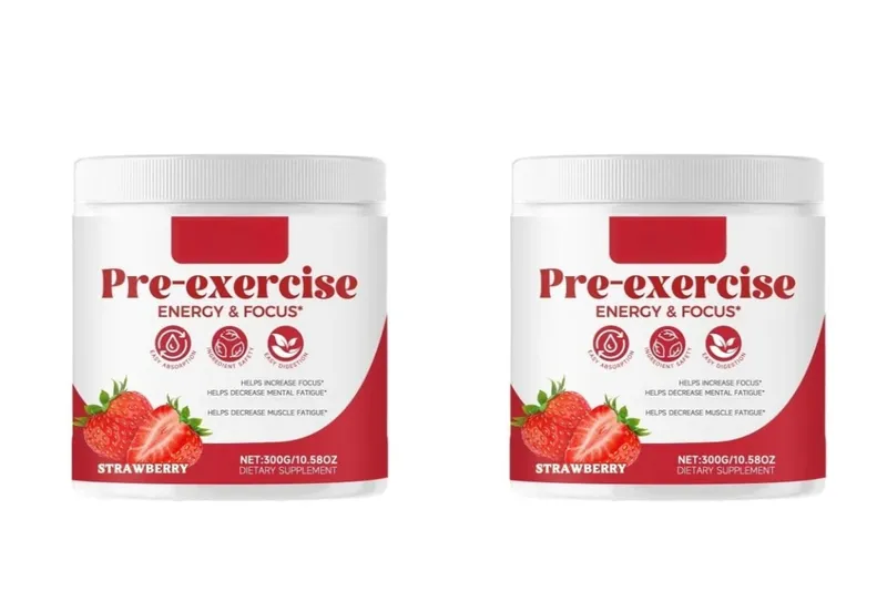 Pre-Workout Pulver Energi og fokusstøtte Støtte til muskelgendannelse Jordbærsmag Daglig sundhedspleje 300g — image 7
