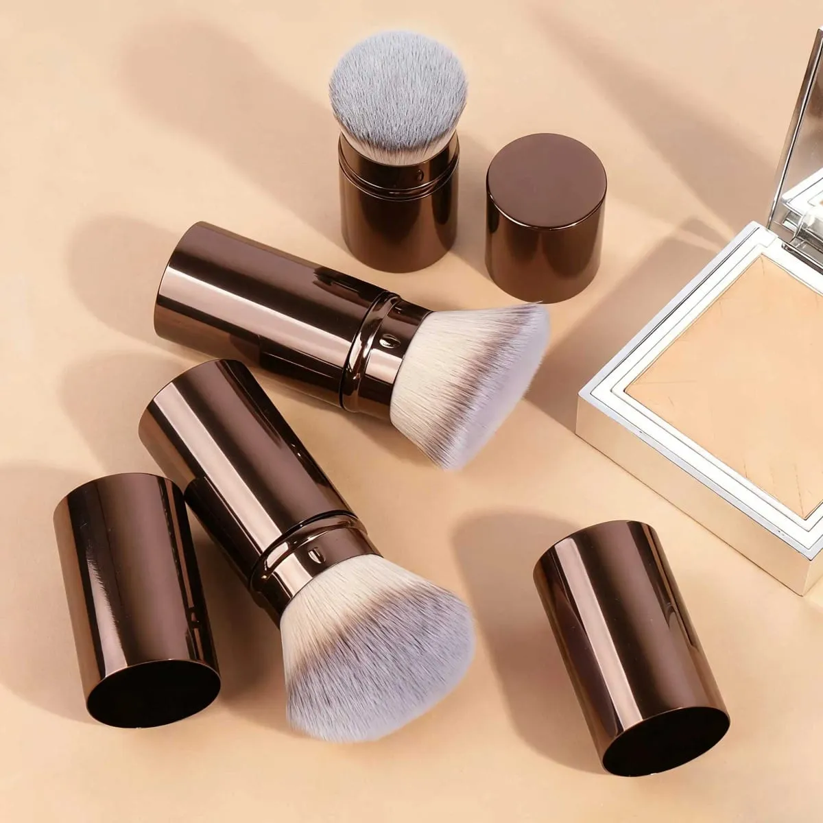 3 stücke Professionelle Erweiterbar Gesicht Make-Up Pinsel Blush Powder Foundation Pinsel Synthetische Weiche Pinsel Für Flüssige Kosmetik — image 3