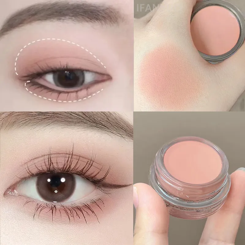 Ombretto rosa nudo opaco, fard in crema, impermeabile, a lunga durata, morbido come la seta, ombretto, pigmento marrone, monocromatico, pesca, occhi, trucco — image 1