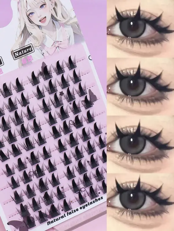 Bulu Mata Cluster Runcing Anime Manga Ujung Tajam Mata Rubah Bulu Mata Individu Cosplay DIY Bulu Mata Palsu Tersegmentasi