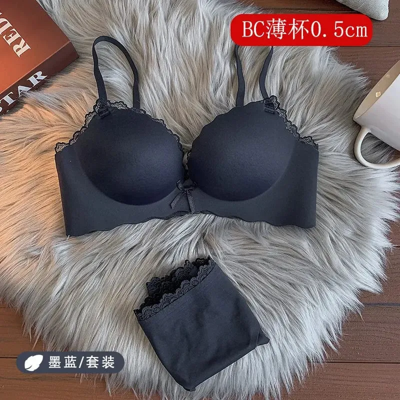 セクシーDrahtloses, nahtloses BH-Set für Damen, einteiliger Push-Up-Büstenhalter, kleine Brust, seitliche Unterstützung, Anti-Sag, weiche Damenunterwäsche — image 19