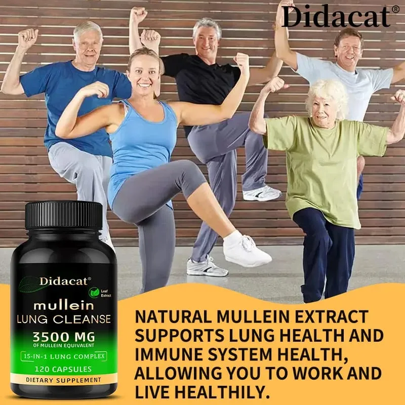 Integratore di estratto di foglie di verbasco Vitamina C Minerale Pulizia polmonare Supporto del sistema immunitario 120 capsule Integratore sanitario — image 6