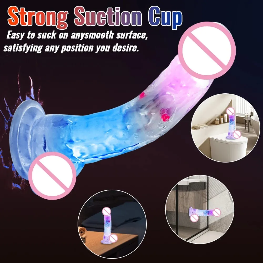 Alat Kawalan Jauh Dildo Realistik Lembut untuk Wanita G-spot Vibrator dengan Lampu LED Palsu Zakar Wanita Melancap Mainan Seks untuk Wanita — image 3
