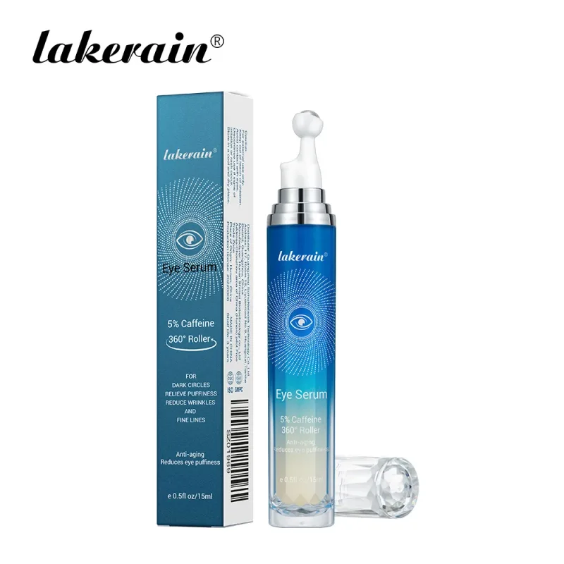 เซรั่มบำรุงรอบดวงตาคาเฟอีน 5% พร้อมลูกนวด 360 ° Under Eye Roller Cream สำหรับความหมองคล้ำและอาการบวมลดริ้วรอยริ้วรอย