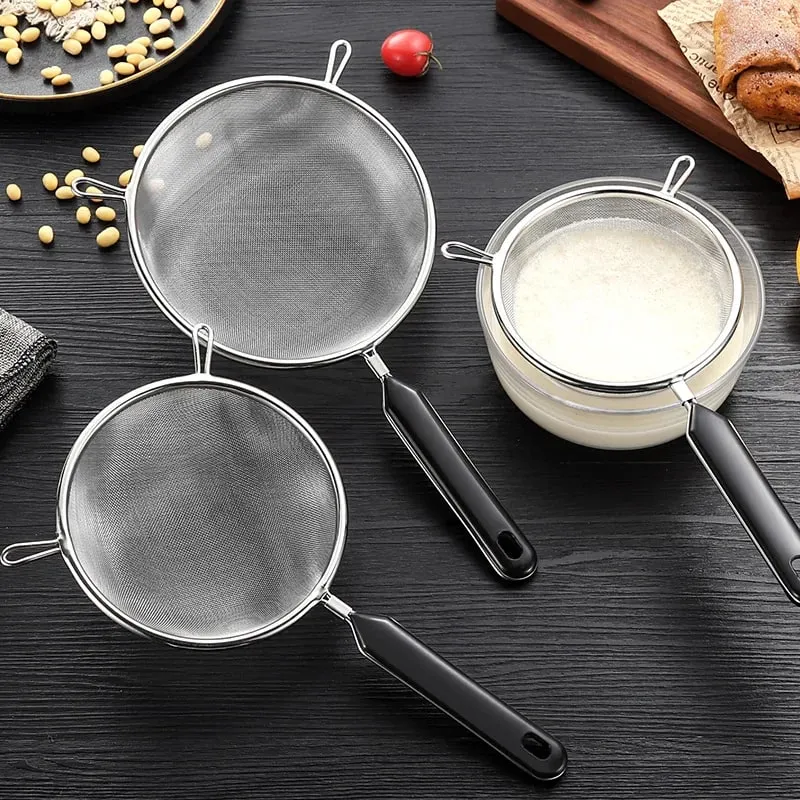 Ergonomic Kitchen Strainer for Christmas Recipes - 12 Inch with Non-Slip Handle & Hook Sturdy Fine Mesh for Draining and Rinsing — image 5