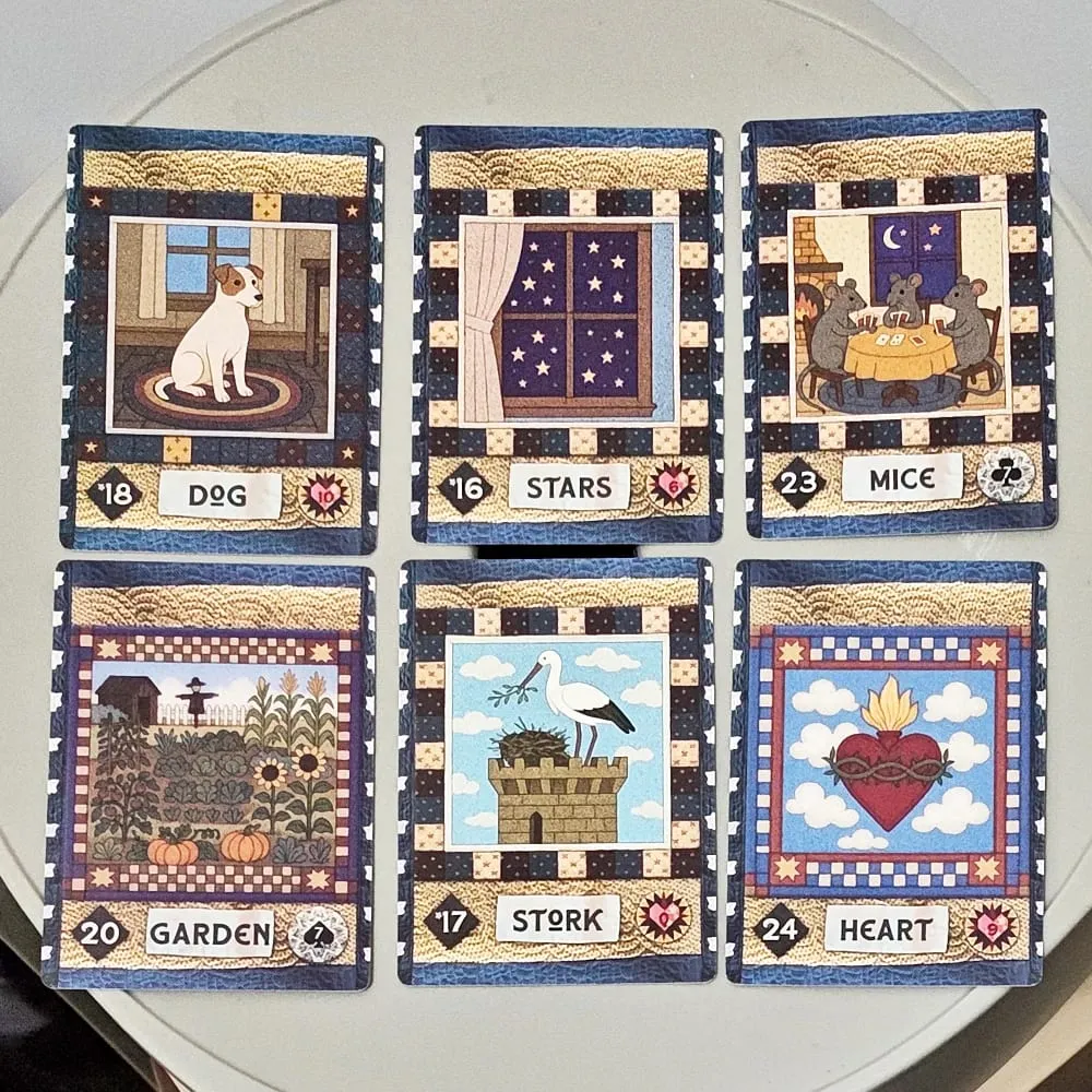 Kuilt Desa Lenormand Dek 9*6sm Dek Ramalan Seni Rakyat 36 Kad dengan Corak Kuilt Desa pada Stok Kad Timbul Dwi-Timbul — image 4
