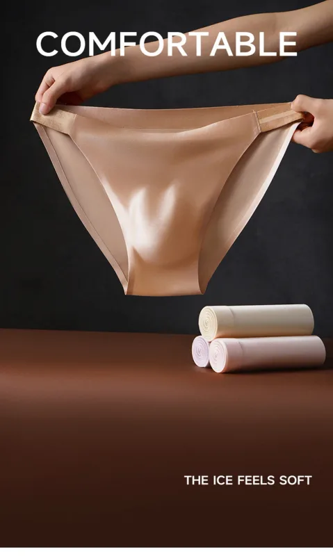 Slip da uomo senza cuciture ad asciugatura rapida Intimo tinta unita Seta di ghiaccio Mutande leggere e sottili Mutandine sexy traspiranti 3D Pouch Undies — image 16
