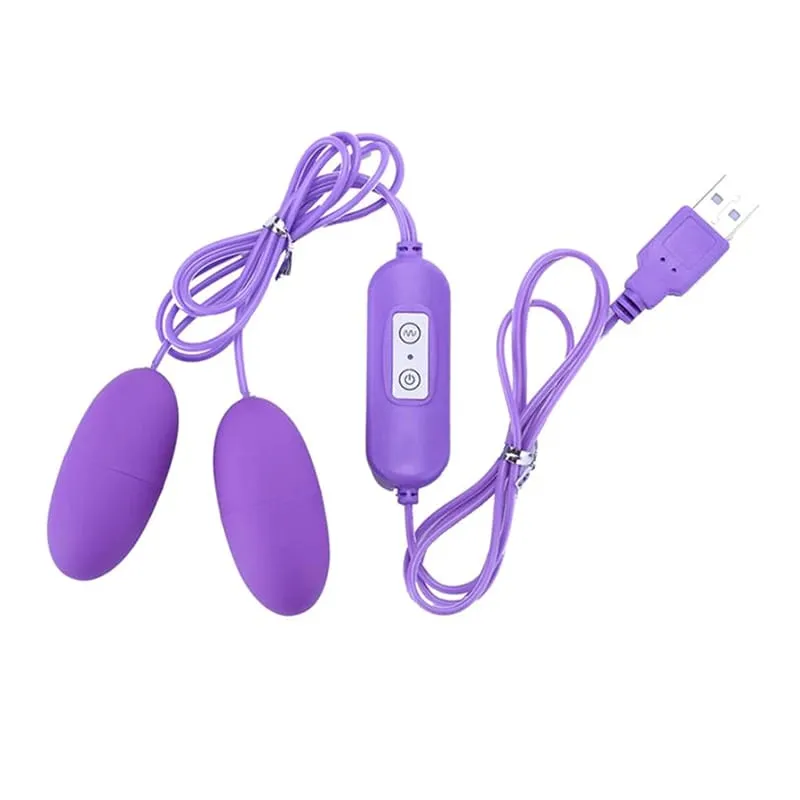 Potente stimolatore clitorideo a doppio proiettile vibrante Uovo G Spot Giocattolo sessuale impermeabile ricaricabile tramite USB per le donne
