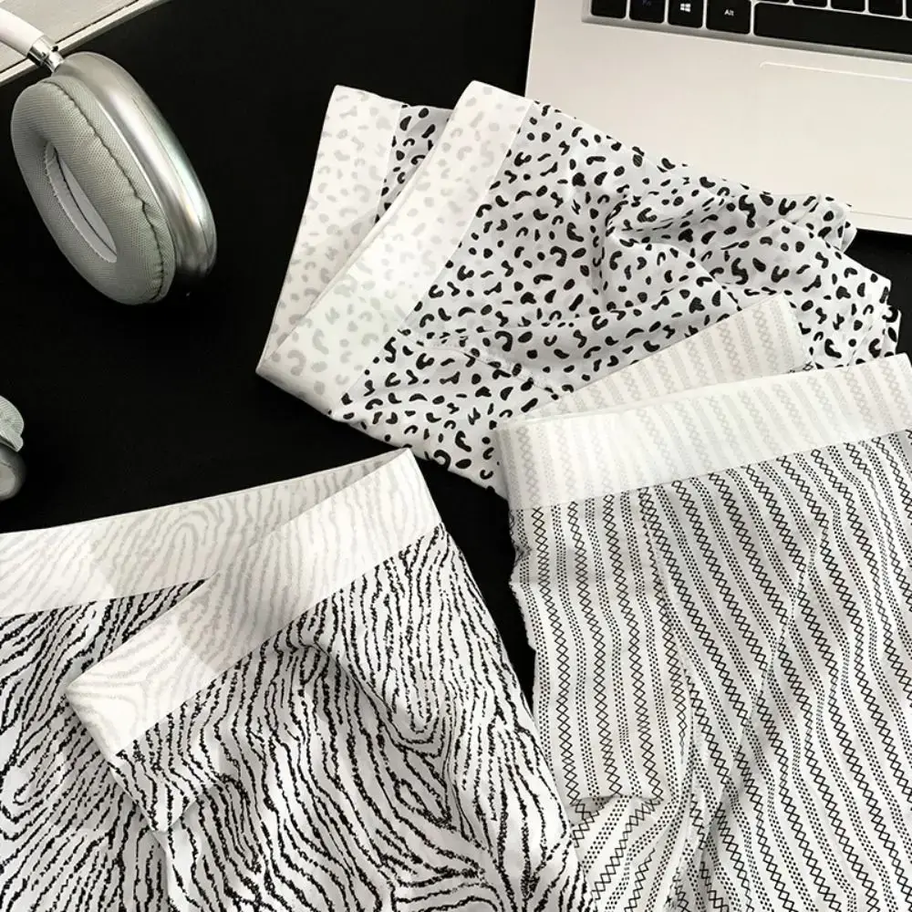 Fashion Thin Ice Silk Boxer Briefs See Through Stripe Leopard Print Boxers Breathable Seamless Cool Feeling Underpants Daily — image 6