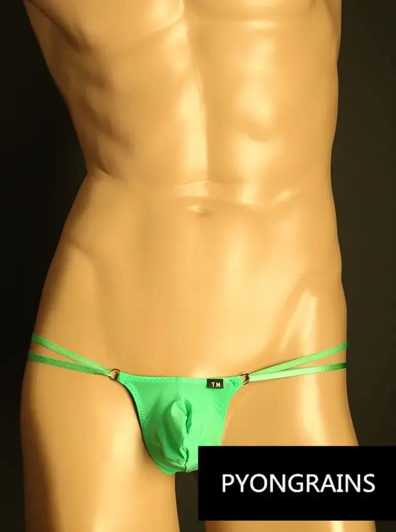 Mænd Justerbar Metal O-ring Dobbelt tynd rem Bikinitrusser Lavhøjde Silkeagtig Is Silke 3D U konveks pose Sexet mænds undertøj — image 1