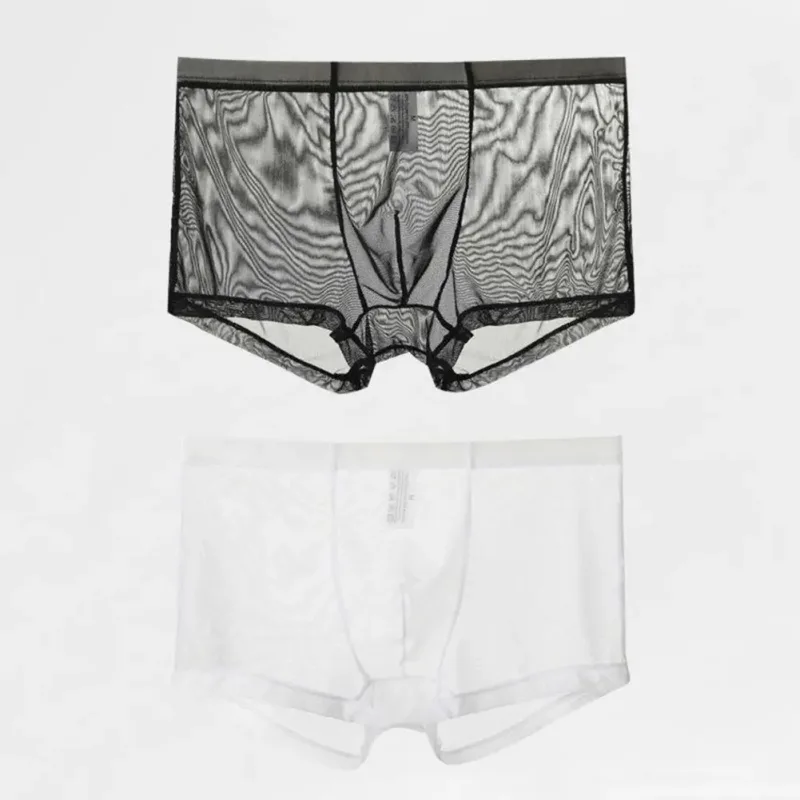 Transparent Boxers for Men See Through Male Underpants Sexy Mesh Low Waist Ice Silk Thin Cooling Men Panties Men Underwear — image 19