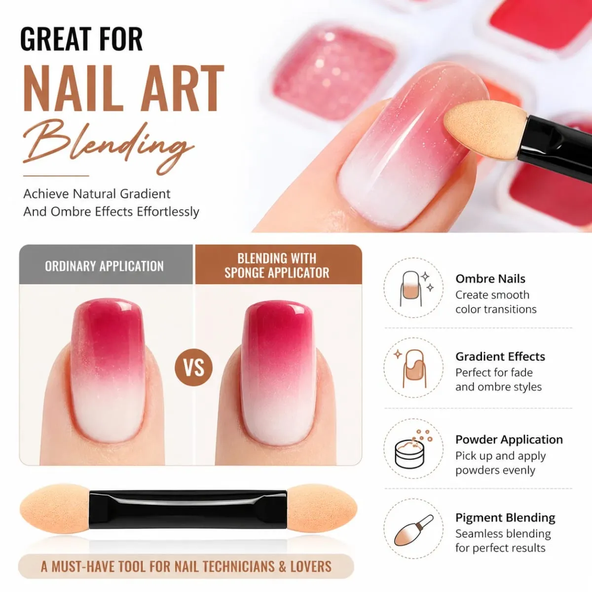 120 ชิ้นทิ้งสองด้านอายแชโดว์ฟองน้ำ Applicators ที่มีความยาวคอนเทนเนอร์แปรงอายแชโดว์แต่งหน้า Applicator — image 2