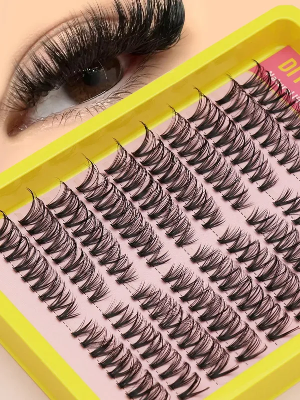Cat Eye 16 rækker Cluster Lashes 406080100P Blandede DIY Individuelle øjenvipper Tykke Bakke DIY Eyelash Extension Wispy Volume Eyelashes — image 13