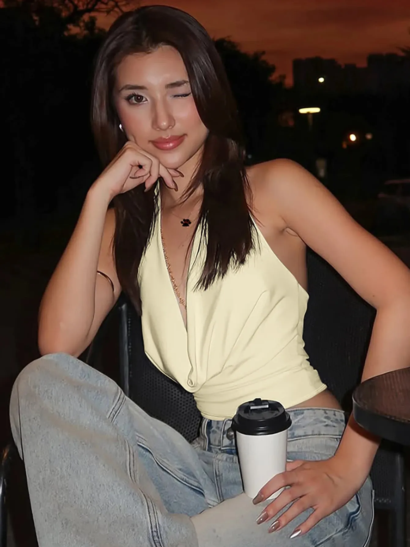 Dulzura Halter Kolar Berayun Tanpa Lengan Tanpa Belakang Bodycon Tank Top Padat Seksi Kasual Y2K Tops Pesta Club Street Pakaian Musim Panas — image 14