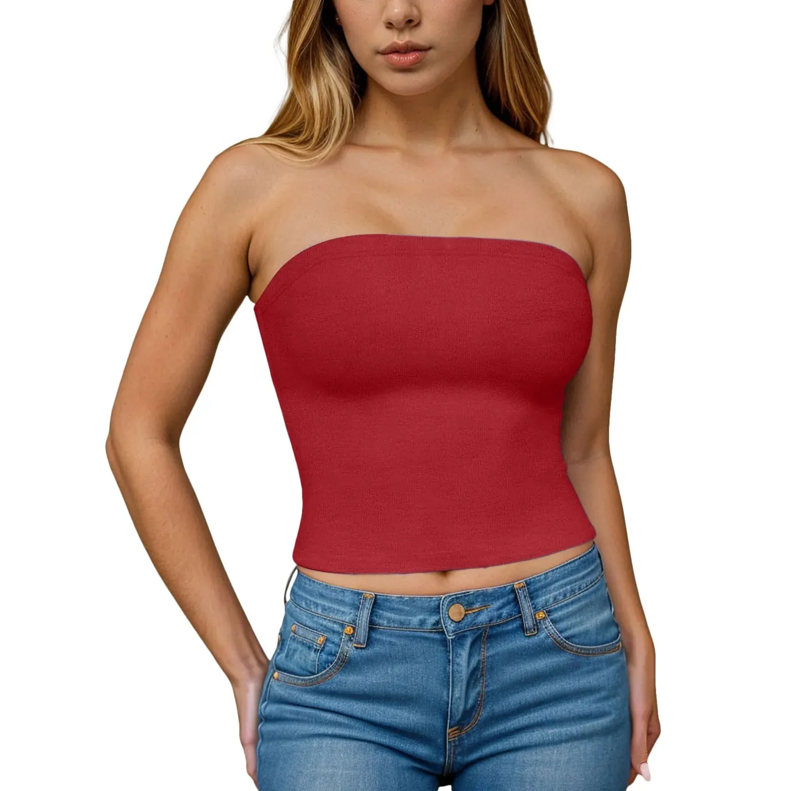 Hauts tubulaires Sexy pour femmes, épaules dénudées, sans bretelles, couleur unie, dos nu, Bandeau, Slim Fit, chemises à bascule, sous-vêtements