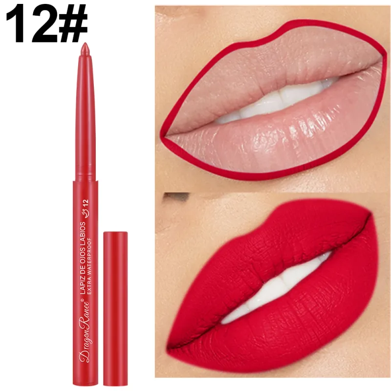 Crayon à lèvres rouge à lèvres imperméable et longue durée, crayon à lèvres, finition mate, débutant, automatique, pâte de haricots, stylo de contour de couleur, crayon à lèvres rotatif automatique — image 8