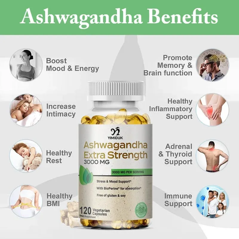 Organic Ashwagandha Root Extract Capsule Ashwagandha Supplement Help Stress Focus Brain Energy Support Sleep Health — image 4