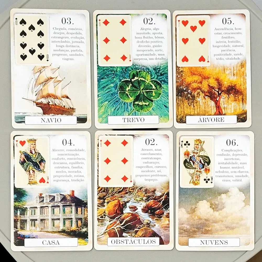 การ์ดลายนูนคู่ 9*6 ซม.Classique Lenormand Deck - 37 การ์ดสไตล์วินเทจ Divination - คลาสสิกโปรตุเกส Edition — image 4