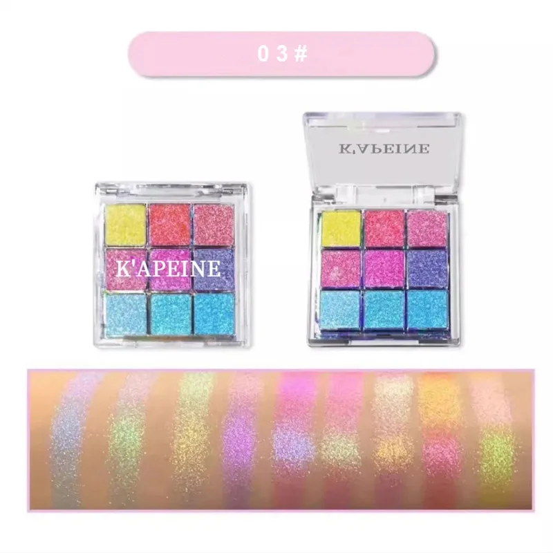 Tavolozza di ombretti Chameleon glitter a 9 colori Tavolozza di ombretti in polvere pressata a lunga durata impermeabile Kit cosmetico per trucco occhi per donna di moda — image 8