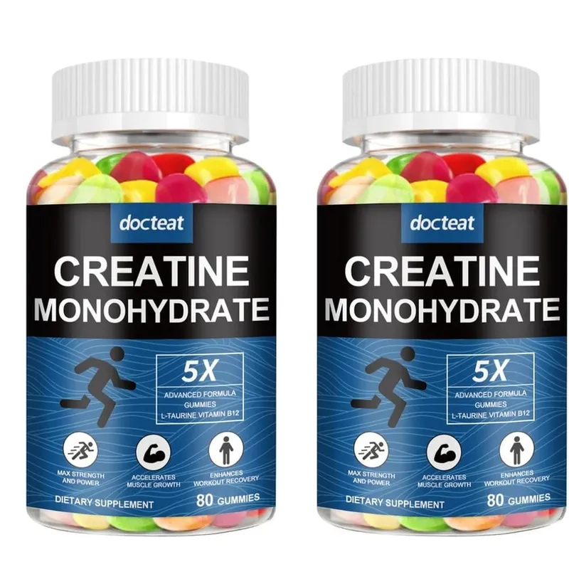 Docteat Creatine Monohydraat Gummies Kauwbaar voor kracht en kracht Ondersteunt spiergroei en trainingherstel 80 Gummies