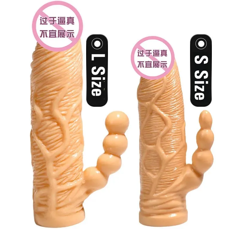 Sambungan Dildo Realistik Kondom Boleh Digunakan Semula Lengan Zakar Pembesaran Lelaki Penutup Kelewatan Masa Mainan Seks Dewasa untuk Lelaki Produk Erotci — image 3