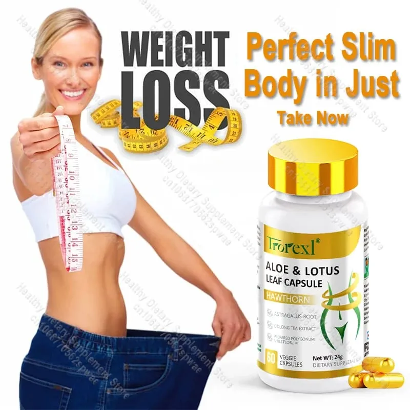 Aloe & Lotus Leaf Capsules Flat Tummy Pills Appetite Suppressant Detoxification Preserve Lean — image 1