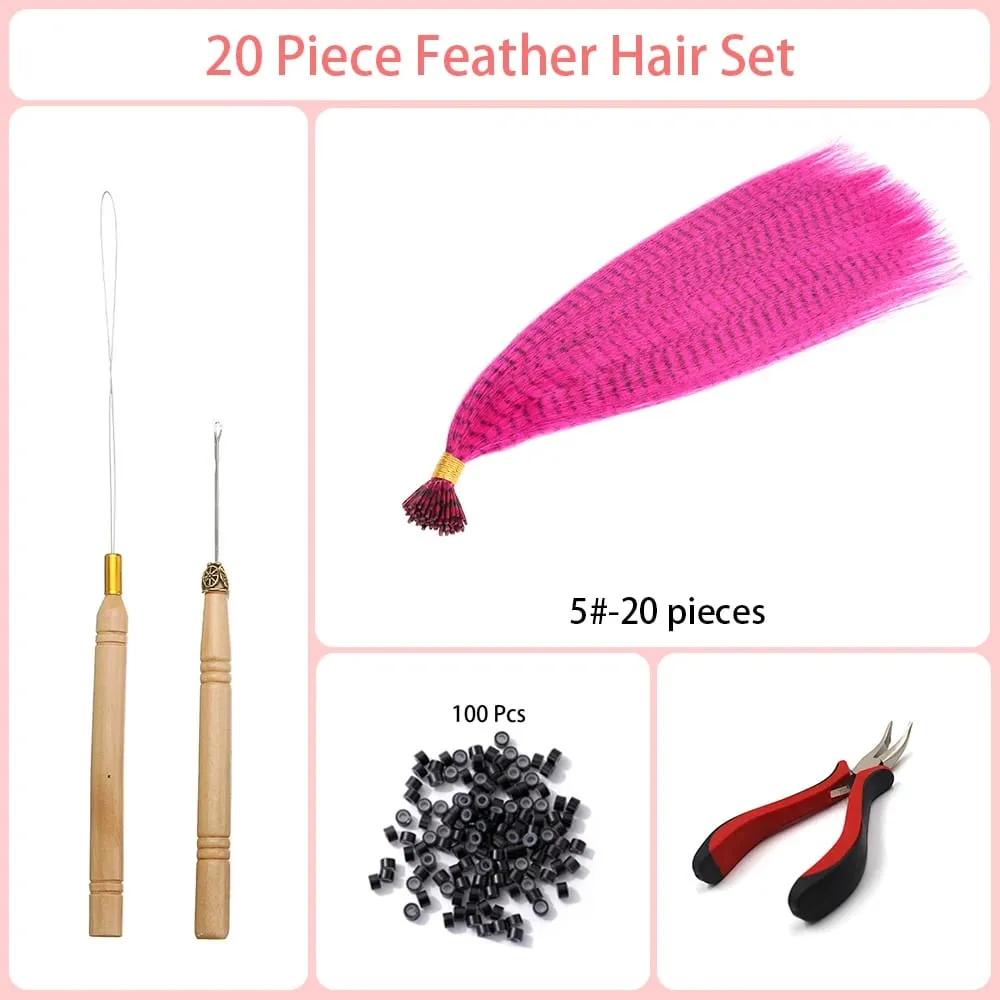 Estensioni dei capelli sintetici colorati I-Tip in piume finte 16 "20 fili/pacco Accessori per parrucche in fibra resistente al calore da donna — image 12