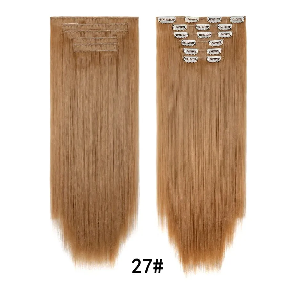 24Inch Clip in Hair Extensions Invisible Synthetic Extension 6PCS Long Straight Heat Resistant Clips on Hairpieces for Women — image 25