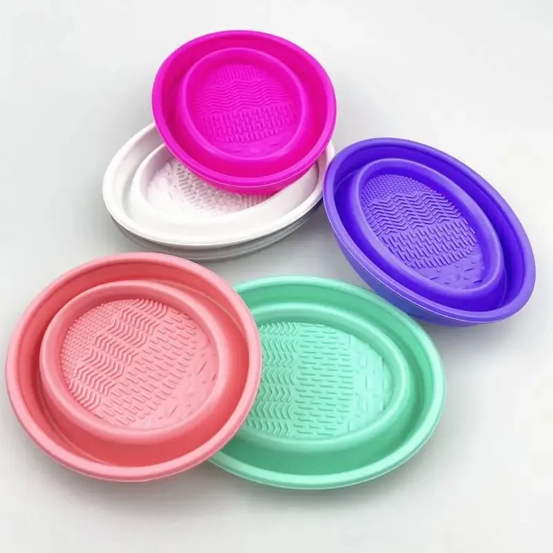 พับแป้งพัฟทำความสะอาดชามแปรงอายแชโดว์ล้างทำความสะอาดเครื่องมือความงามScrubberกล่องซิลิโคนแปรงแต่งหน้าแปรงทำความสะอาด — image 3