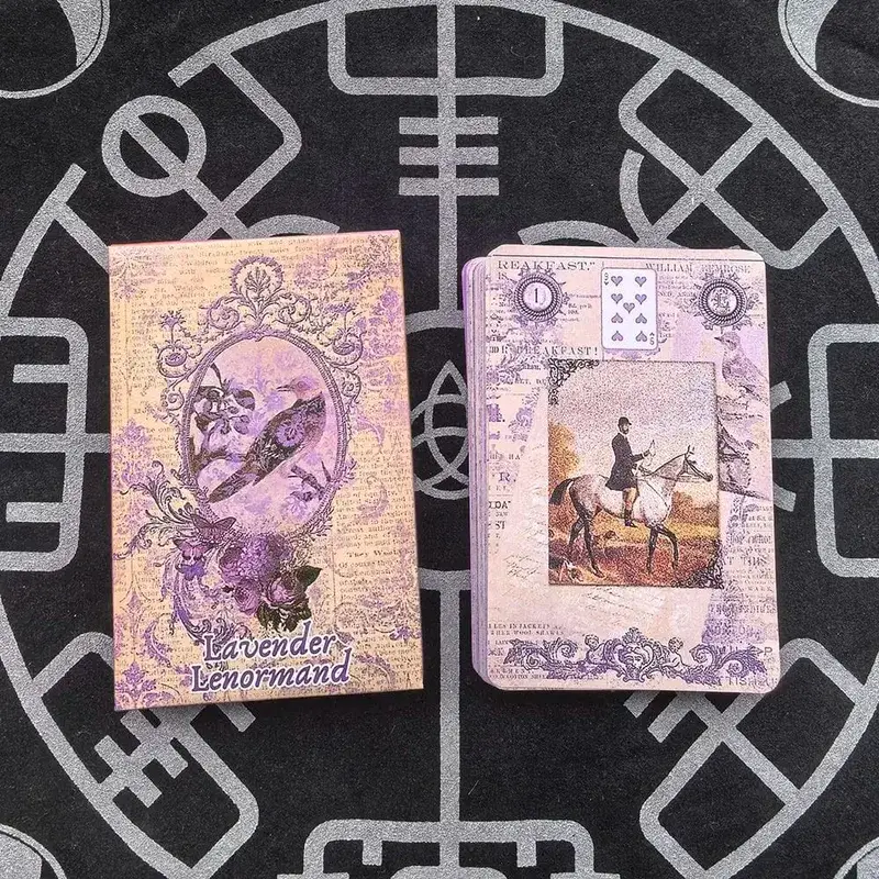 Lavender Lenormand Deck - 9*6cm 36 Cards with Vintage Botanical Illustrations Shabby Chic Purple Aesthetic Tarot Alternative