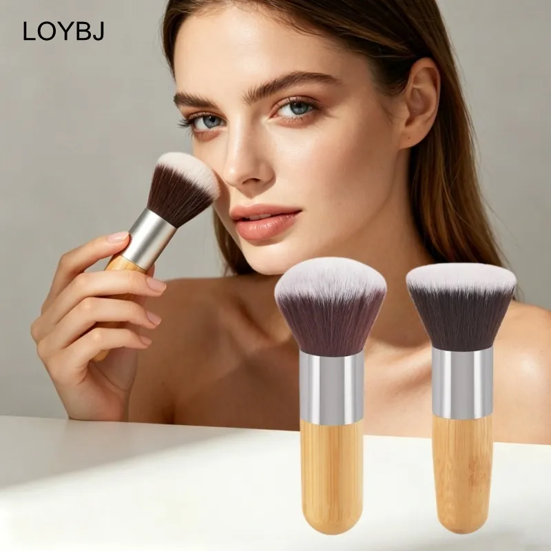 Bamboe handvat Foundation Brush Los poeder Make-up kwasten Blush Contour Vloeibare Foundation Cream Professionele gezichtsschoonheidstools — image 1