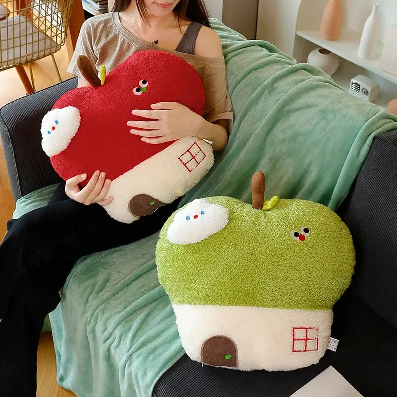 Simpatico cuscino in peluche della casa di mele opzionale con coperta 2 in 1 cuscino da tiro cuscino imbottito con frutta kawaii regalo per la decorazione della camera da letto del divano — image 5