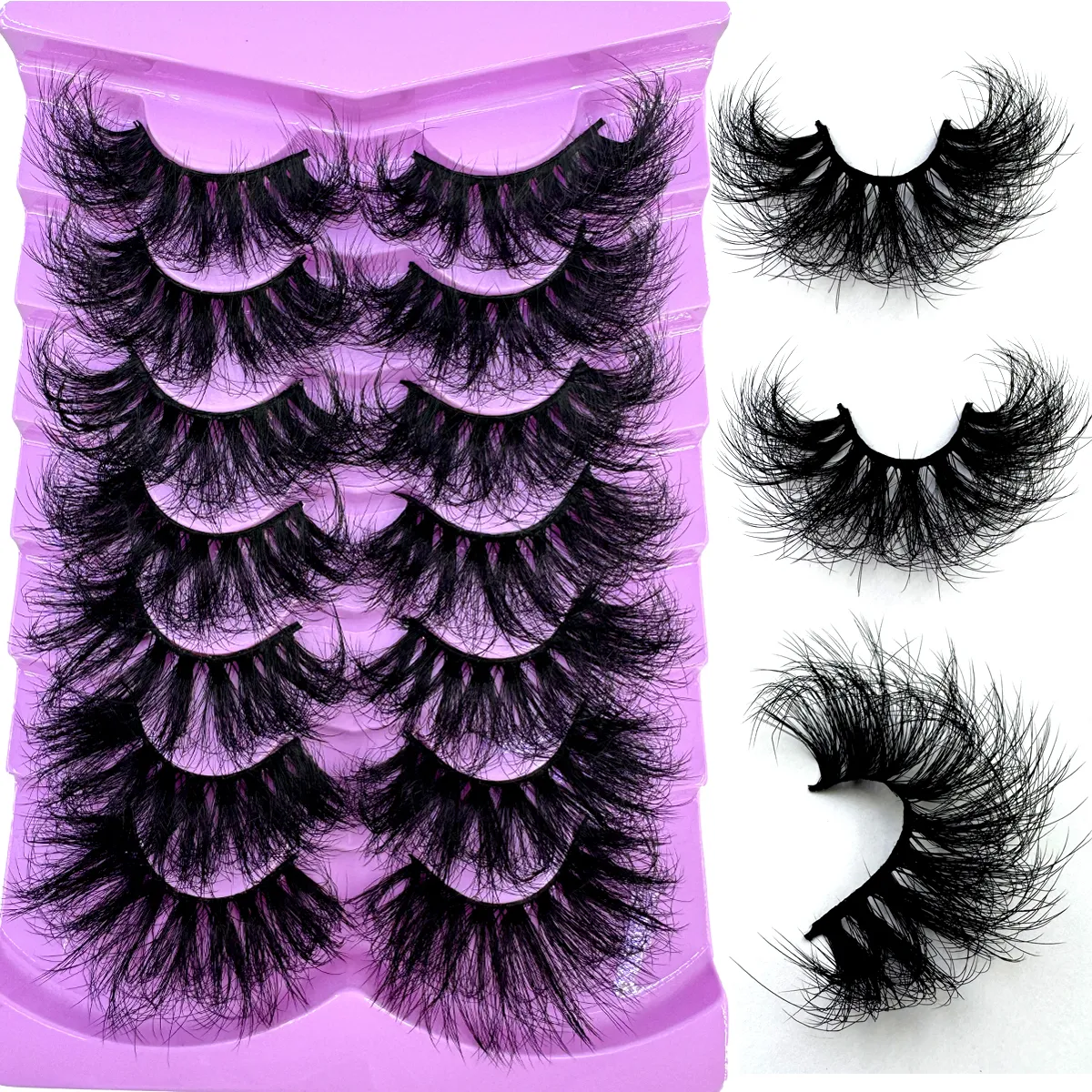 7 Paar flauschige Wimpern 10–25 mm, 3D-Nerzwimpern, lange, dicke, natürliche falsche Wimpern, Großhandel für Wimpernverkäufer, Make-up-Nerzwimpern — image 2