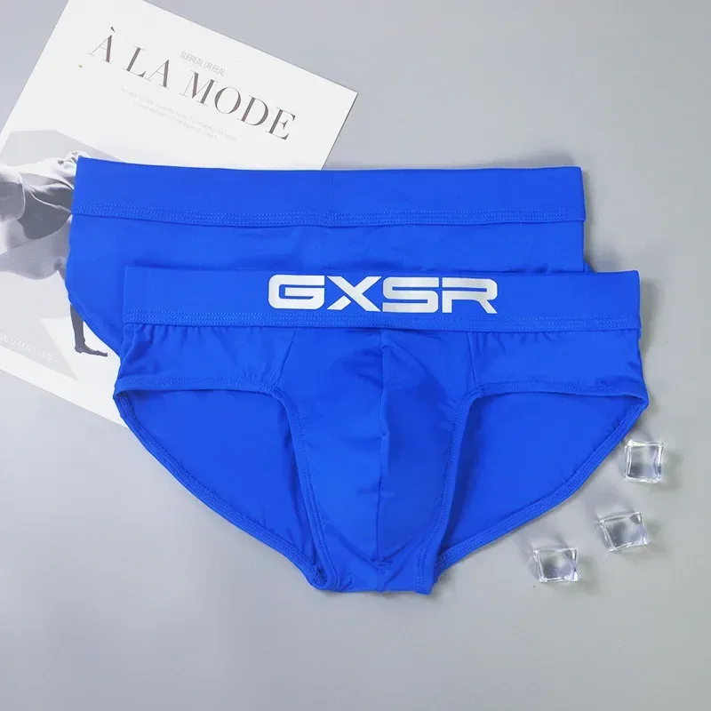 Solid color GXSR men's briefs milk silk ice silk low waist breathable elastic bag close-fitting comfortable briefs