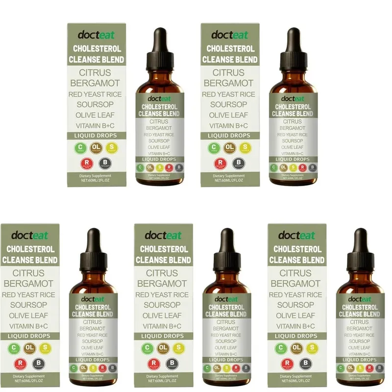 Docteat Cholesterol Cleanse Blend Liquid Drops Citrus Bergamot Supports Metabolic Balance with Vitamin C and B2 Dropper 60 ML