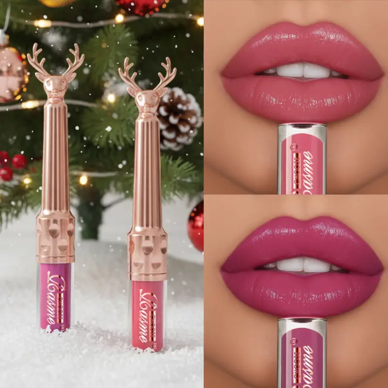 Moisturizing Cream Lip Gloss Efterår/Vinter Fugtgivende flydende læbestift Langtidsholdbar Ikke-fedtet læbemakeup Julebrun — image 2
