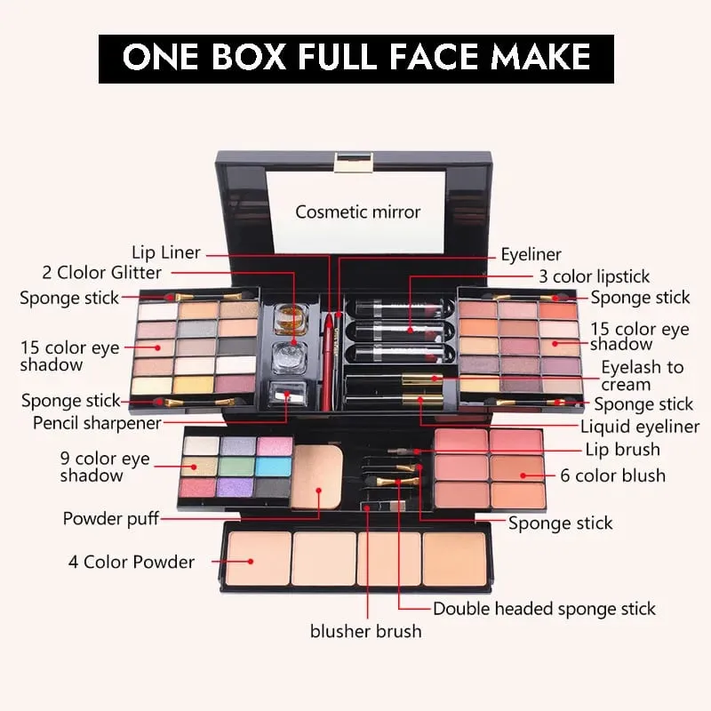 All-in-One-Make-up-Paletten-Set, Kombination aus Lidschatten, Lipgloss, Lippenstift, Rouge, Highlight-Puder in einem kompakten Kit — image 5