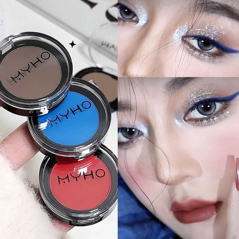 Palet Pembayang Mata Monokrom Mini Matte Smoky Biru Merah Monokrom Penyerlah Cahaya Putih Semulajadi Untuk Kontur Mata Halus Mencerahkan — image 2