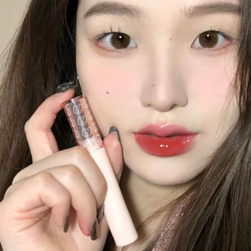 1PC Mirror Water Lip Gloss เชอร์รี่สีชมพูโปร่งใสกันน้ำ Long Lasting Moisturizing Nude Clear Tint แก้วริมฝีปากน้ำมันแต่งหน้า