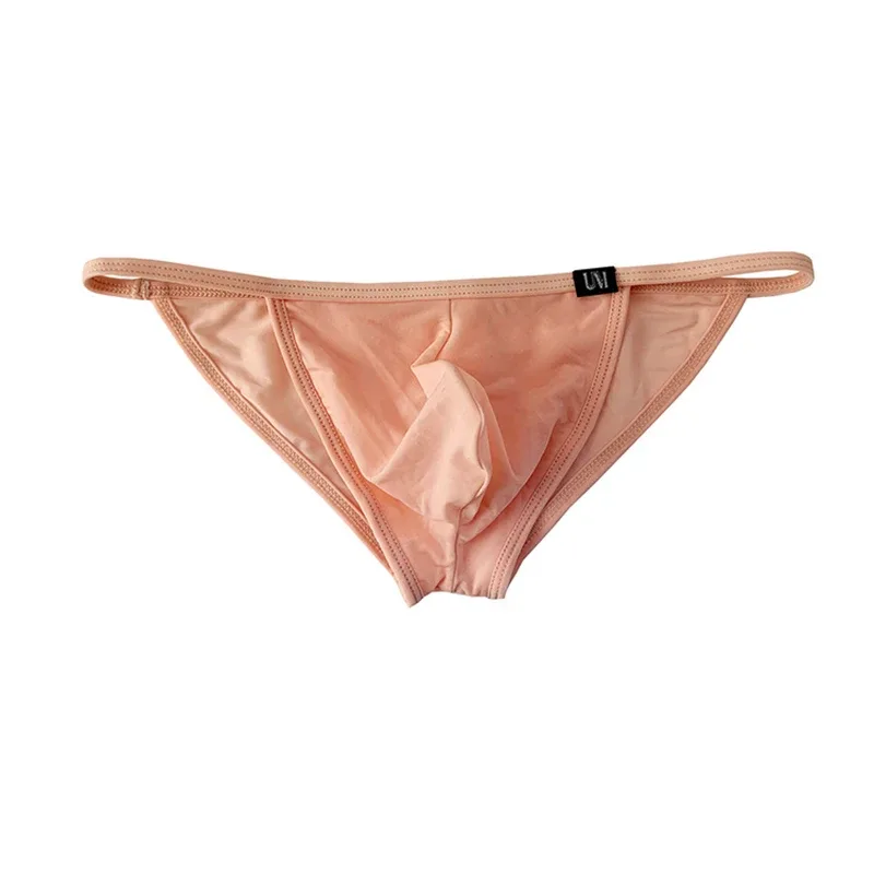 Men's Sexy Briefs Ultrathin Ice Silk Underpants Double Split Bikini Underwear With Holes Personalized U-Convex Design Panties — image 9