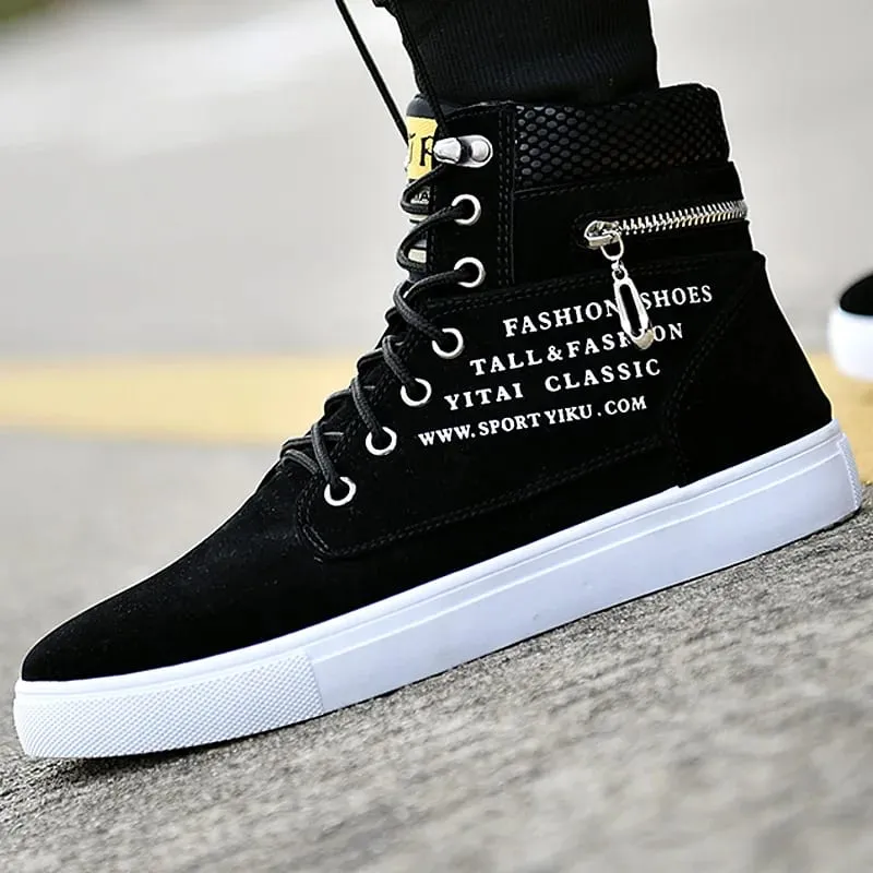 Baskets vulcanisées noires chaussures plates confortables pour hommes à lacets Zapatillas Hombre automne printemps baskets hautes grande taille 38-48