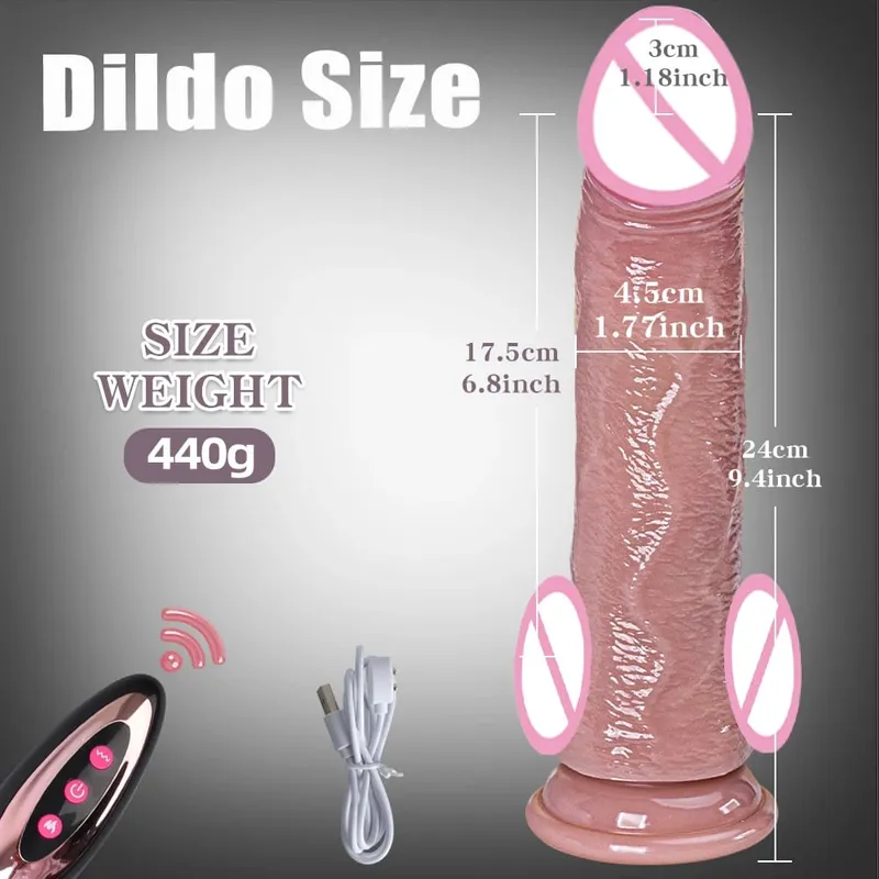 Telescopic Vibrator Dildo Heating Realistic Big Penis Female Vagina Massager Anal Plug Masturbator Sexy Adult Sex Toys For Women — image 19