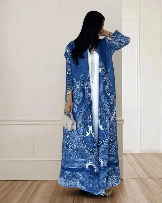 Frauen Falten Miyake Plissee Abaya Langarm Druck Faltbare Kragen Robe Strickjacke Mantel Neue Winter Mode Original Design 2026 — image 28