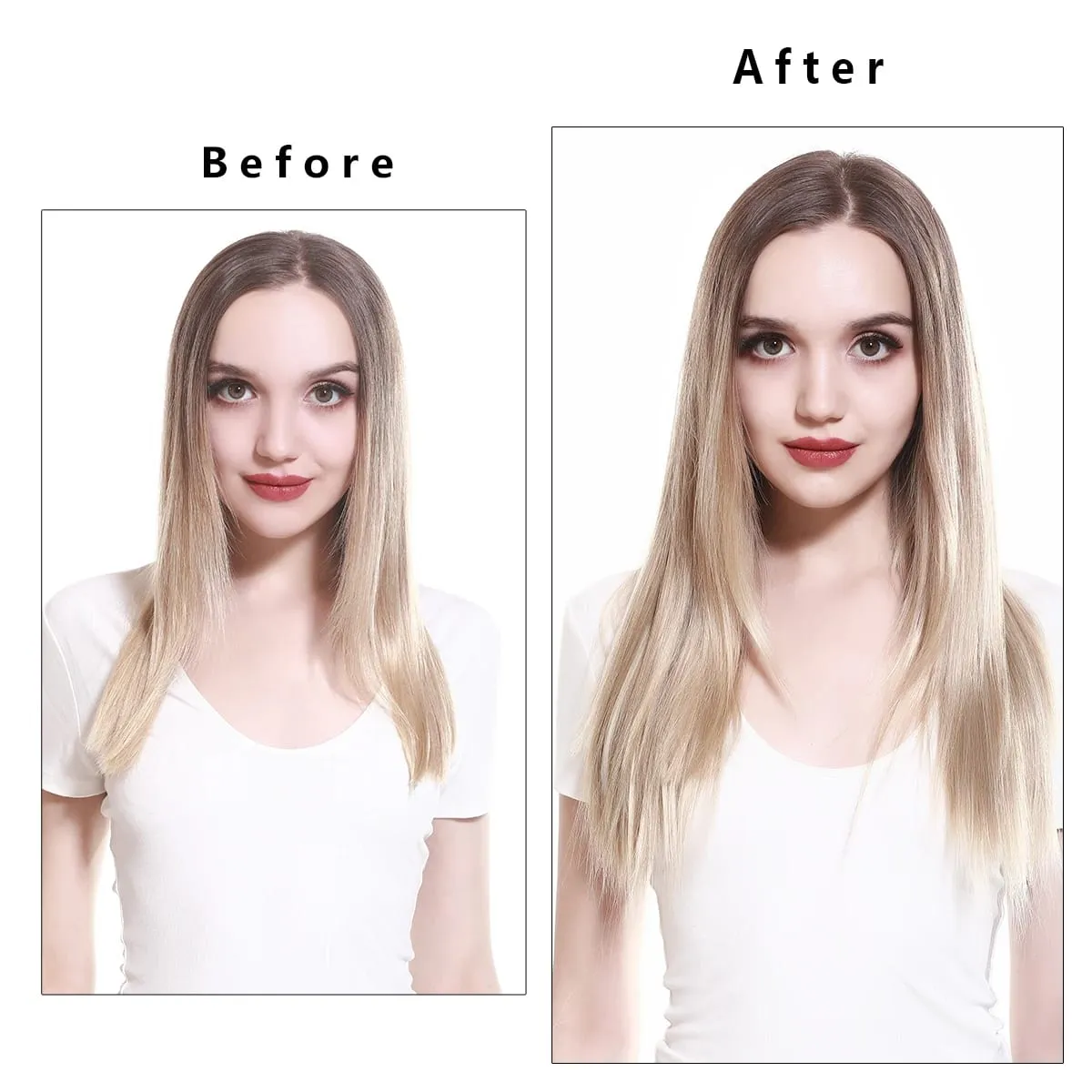 Estensioni per capelli con filo invisibile sintetico resistente al calore premium con clip Posticci Capelli lunghi lisci naturali finti per donna — image 6