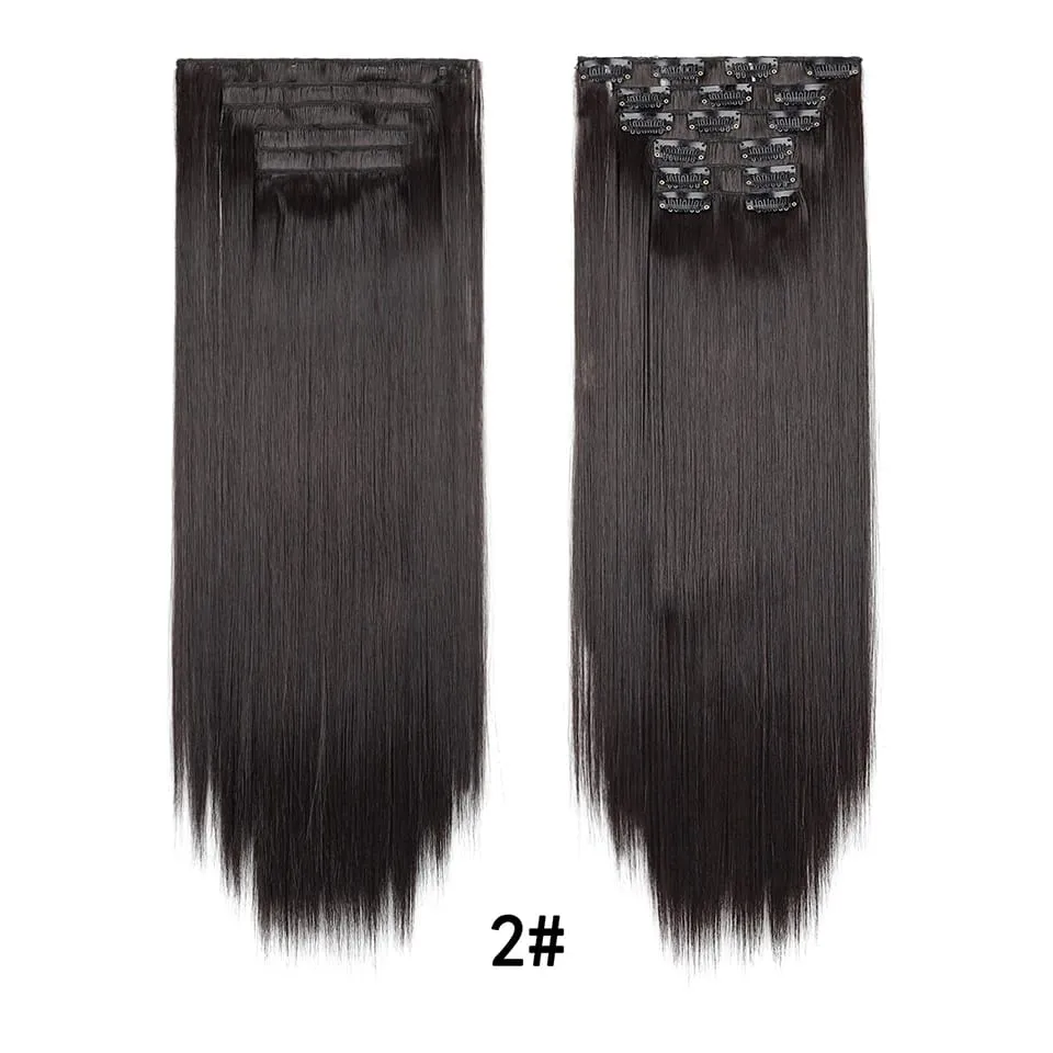 24Inch Clip in Hair Extensions Invisible Synthetic Extension 6PCS Long Straight Heat Resistant Clips on Hairpieces for Women — image 9